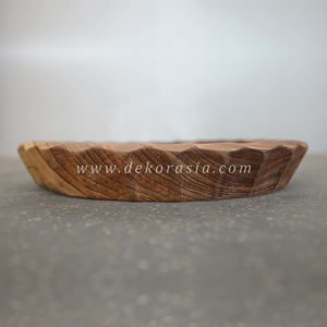 Plateau en bois personnalisé de 29 cm de diamètre, vaisselle décorative vintage écologique, plateaux de service alimentaire - Product Image 2