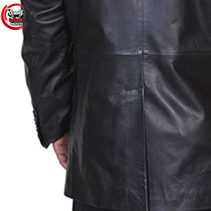 Haute qualité 100% cuir véritable Style britannique décontracté coupe ajustée Blazer pour hommes respirant doublure poches hiver affaires - Product Image 6