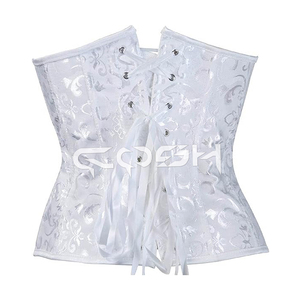White Brocade Underbust Corset Waist <b>Trainer</b> for Women | Custom Bridal & Party Wear Corset Supplier - Product Image 6