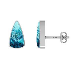 925 Sterling Silver Stud Earrings Shattuckite Bullet Trillion Bezel Setting Trendy Handmade Fashion Jewelry Party Gift Pack 3 - Product Image 1