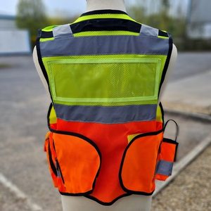 Gilet réfléchissant haute visibilité à fermeture éclair avant OEM conception jaune/orange sécurité pas cher prix sécurité Hi Viz gilet tactique - Product Image 2