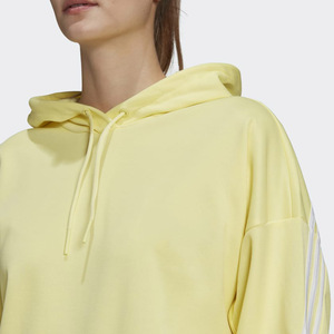 Sudadera con Capucha Amarilla Extra Grande con Cierre de Cremallera y Rayas Blancas en las Mangas, Informal, de Forro Polar, 100% Algodón Orgánico, Unisex, para Invierno - Product Image 4