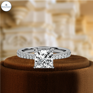 Anillo de Compromiso de Oro Amarillo de 14k con Diamante Cultivado en Laboratorio, Corte Princesa de 1CT, Certificado IGI, Regalo de Aniversario - Product Image 1