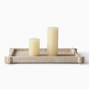 Plateau décoratif rectangulaire en pierre de travertin avec finition texturée naturelle pour la décoration intérieure moderne, élégant et pour l'accentuation d'un intérieur - Product Image 6