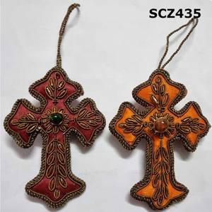 Adornos Bordados Zari Hechos a Mano para Árbol de Navidad, Adornos Colgantes de Terciopelo Étnico, Accesorios Festivos para Vacaciones - Product Image 1