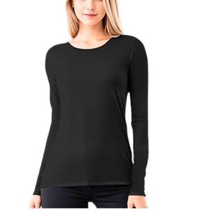 Haute qualité femmes mode couleur unie col rond manches longues T-Shirt haut chemisiers habillés exportation du fournisseur BD - Product Image 2