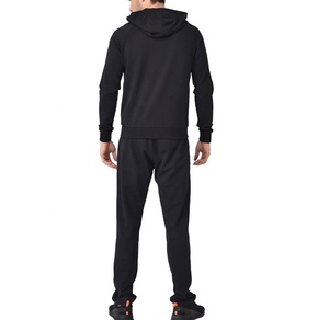 Chándal Deportivo Personalizado para Hombre, Negro Liso, de Felpa, Corte Ajustado, con Paneles, para Adultos - Product Image 5