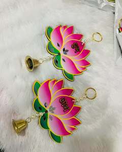 Decorative MDF Wooden Shubh Labh Lotus With Bell <b>for</b> <b>Door</b> Entrance & Wall Hanging Decor Perfect <b>for</b> Diwali & Lakshmi Decor Favor - Product Image 3