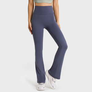 Legging de yoga ajusté en bambou personnalisé, pantalon évasé taille mi-haute, tricoté sans couture, antibactérien, respirant, bambou biologique - Product Image 2