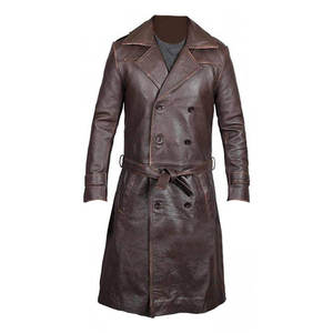 High Quality Men's <b>Leather</b> Long <b>Coat</b> Comfortable Size Latest Design Customizable Logo <b>Coat</b> Wholesale Jacket Blazer <b>Trench</b> - Product Image 3