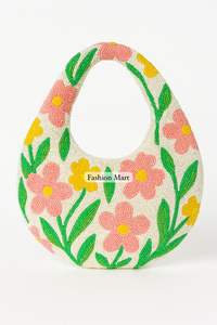 Bolso de hombro floral con cuentas hecho a mano, monedero Hobo con patrón de margaritas multicolor para mujer, accesorio bohemio elegante y de moda - Product Image 5