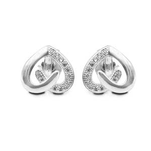 NOVAMART Fine Zarkan Vintage Heart-Shaped <b>Stud</b> <b>Earrings</b> Gold Rose Plated Trendy Diamond Pearl Set in Bezel Setting Charming Love - Product Image 4