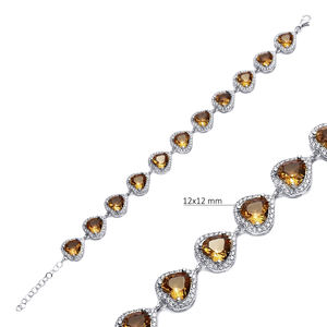 Sultanite 14 mm Heart Design Cluster Bracelet Wholesale Turkish Handcrafted 925 Sterling Silver <b>Fine</b> Jewelry - Product Image 2