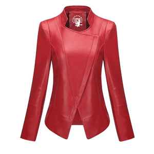 Blouson de motard en cuir véritable et peau de mouton pour femme, automne-hiver, imperméable, coupe-vent, respirant, réversible, avec pièces détachables - Product Image 1