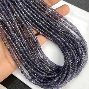 Perles en forme de rondelle à facettes en iolite naturelle 4-4.5MM Perles de pierres précieuses en gros pour la fabrication de bijoux - Product Image 1