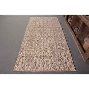 Rústico Beige marrón 3,7X7,5 pies Vintage alfombra turca área grande lana tejido plano látex respaldo Patchwork para adolescentes uso en el pasillo - Product Image 1