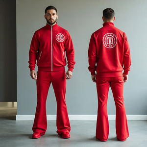 Chaqueta con cremallera para hombre de la mejor calidad, pantalón acampanado, chándal con cremallera, pantalón de gran tamaño, chándal con cremallera de poliéster y algodón - Product Image 4