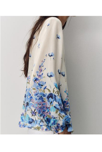 Top corto de lujo con estampado japonés para mujer, Tops informales de noche, camisas elegantes con flores para mujer, Camisa cómoda de gasa sin cordones para mujer - Product Image 2