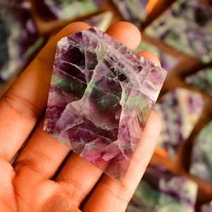 Fluorite naturelle arc-en-ciel pierre précieuse tranche de cristal de guérison concepteur Fluorite arc-en-ciel brut rugueux oeil propre Transparent roche dalle Lot - Product Image 1