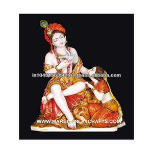 Statue Krishna en marbre blanc, Statue en marbre, Radha de marbre noir - Product Image 1