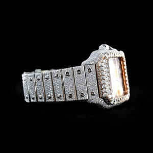 Directo de fábrica Tamaño personalizado Analógico Diamante-Tachonado Moissanite Iced Reloj de negocios de lujo Banda de acero inoxidable VVS Claridad - Product Image 3