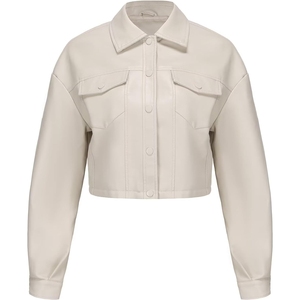 2025 Meilleure vente en Stock en cuir véritable recadrée veste pour femme noir moto vestes élégantes pour les femmes - Product Image 4