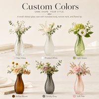 Gerippte Glasvase Kleine Dekorative Blumenvase für Hochzeits-Tischdekoration Wohnungsdekoration Individuelle Farbe Geschenkverpackung