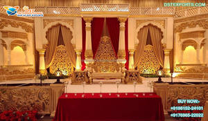 Splendide décoration de scène de mariage et de fiançailles, décoration de scène de réception de mariage abordable, décoration de scène de mariage blanche élégante, New York - Product Image 4