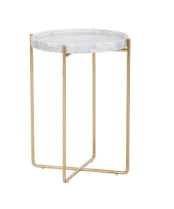 โต๊ะกาแฟในบ้านสไตล์มินิมอลสไตล์โมเดิร์นพร้อมหินอ่อนโต๊ะข้างสุดหรูสำหรับห้องนั่งเล่นทานอาหารเฟอร์นิเจอร์โลหะทนทาน - Product Image 4