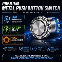 Interrupteur d'alimentation pour ordinateur PC en métal, bouton poussoir momentané marche/arrêt et réinitialisation, longueur 15 cm, 220 V, LED intelligente, protection IP65, 3 A