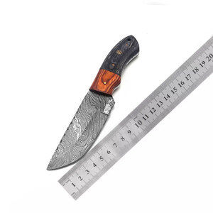 Cuchillo de Caza y Desollado de Acero de Damasco Hecho a Mano con Mango de Madera de Palisandro de Alta Gama Personalizable OEM, Mango de Madera de Espiga Completa - Product Image 1