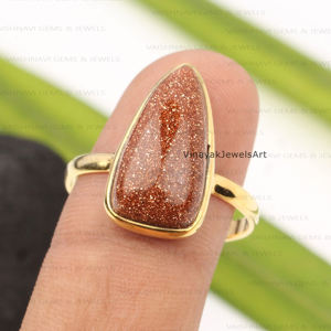 Anillo de Eternidad Vermeil de Plata de Ley 925 Bañado en Oro de 18K con Engaste de Bisel, Forma Trillón 11x17mm, con Piedra de Oro Marrón Fina, para Fiesta, de Moda - Product Image 4