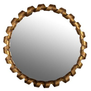 Espejo Redondo de Pared con Borde Dorado Martillado, Espejo de Latón y Cristal para Decoración del Hogar, Espejo de Pared Hecho a Mano - Product Image 5