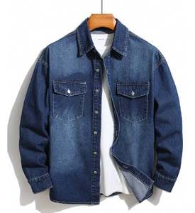 Haute qualité hommes jean veste automne hiver épais chaud hommes Denim manteaux décontracté couleur unie en gros manteau automne hiver veste - Product Image 1