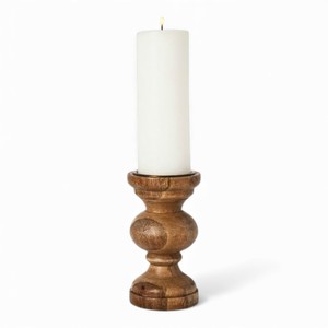 Porte-bougie classique en bois poli avec dessus en laiton pour un style intérieur intemporel - Product Image 6