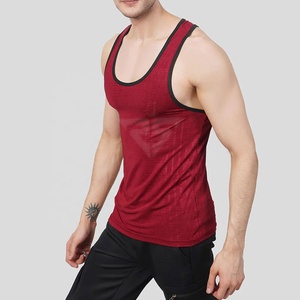 100% coton coupe décontractée évacuation de la transpiration respirant décolleté ouvert dos nageur noir vêtements de sport hommes débardeurs - Product Image 3
