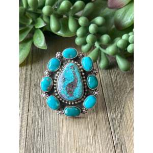 Chris Etsitty Kingman <b>Turquoise</b> Sterling Silver <b>Ring</b> Size 5.5 - Product Image 1