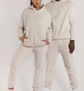 Nouveau 2023 logo personnalisé jogging costume 100% coton survêtement blanc épais lourd survêtements unisexe pantalons de survêtement et sweat à capuche ensemble hommes - Product Image 2