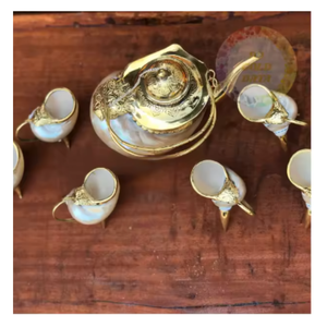 ชุดน้ำชาไข่มุกงานฝีมือเครื่องใช้บนโต๊ะอาหารเปลือกหอยระดับพรีเมียมสำหรับร้านบูติกริมทะเล - Product Image 6