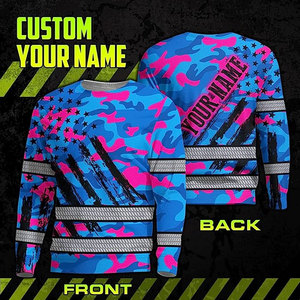 Quick Dry Fit Men's Long Sleeve <b>Hi</b> <b>Vis</b> Waterproof Workwear <b>T</b>-<b>Shirt</b> Customized Color Sublimation Printing Custom Logo Reflective - Product Image 2