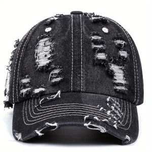 Customized 2pcs Distressed Denim <b>Baseball</b> <b>Caps</b> for <b>Women</b> Adjustable Lightweight & Stylish Hip-Hop with Embroidered Design - Product Image 1