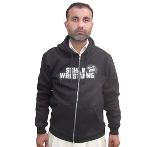 Custom Logo 100% Cotton Washed Winter Men's Pullover Hoodies Fleece Long Sleeved Zipper-Up Sweatshirt - Product Image 5