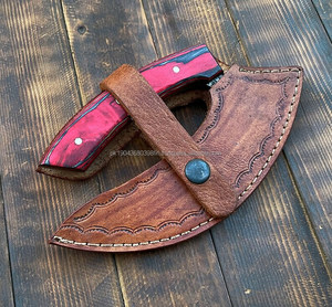 Couteau damas traditionnel Full Tang multi-usages coupe-pizza hache hacher la viande utilitaire coupe-pizza couteau hache gaine en cuir - Product Image 3