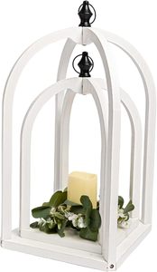 Rustic <b>White</b> Wooden Candle <b>Lantern</b> Set Farmhouse Decorative <b>Lanterns</b> for Indoor & Outdoor Use - Product Image 6