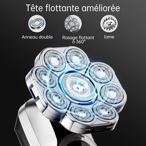 Rasoir Électrique 6-en-1 pour Hommes, Étanche, Flottant, Utilisation Humide et Sèche, Rechargeable avec Affichage, Tondeuse Nez et Cheveux pour le Corps, IPX7 - Product Image 3