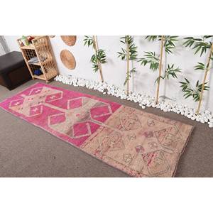 Alfombra ecológica de lana Vintage de 2,9x9,1 pies, patrón de retazos, respaldo de látex rosa y Beige, alfombras de yute de espesor medio - Product Image 1