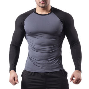 Personnalisé Hommes Solide À Manches Longues Compression Chemise Fitness À Séchage Rapide Respirant Écologique Printemps Courir Vélo Sports Plus La Taille - Product Image 1
