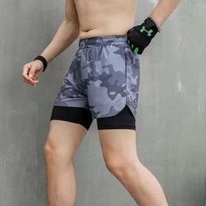 กางเกงออกกำลังกายขาสั้นสำหรับผู้ชายกางเกงออกกำลังกายขาสั้นระบายอากาศได้ลายพราง2ใน1ยิมไซส์ใหญ่พิเศษจัดส่งเร็ว - Product Image 1