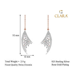 NOVAMART Fine 925 Sterling <b>Silver</b> <b>Drop</b> <b>Earrings</b> with Lily and Feather Design Geometric Pearl Diamond for Wedding Party or Gift W - Product Image 3