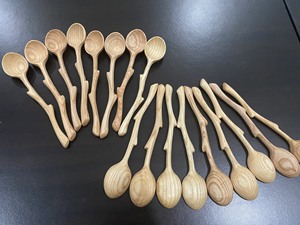 Cucharas de café nórdicas de madera chapadas en oro con mango de bellota natural, mango largo, 10 ml, agitador de té ecológico - Product Image 1